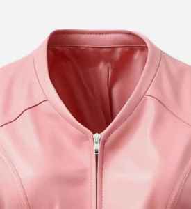 Chaleco de Cuero Genuino Rosa para Mujer, Sin Mangas, Corte Ajustado, con Cierre Frontal, Elegante, Casual, Estilo Motociclista - Product Image 6