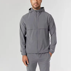 Survêtements coupe-vent pour hommes, vêtements de fitness, survêtement coupe-vent uni avec poches, tissu léger, survêtement de qualité supérieure - Product Image 5