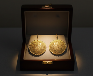 Pendientes de latón con grabado floral artesanal de Sockdolager Belle Trendy, detalles dorados en forma de gota de rocío, acabado pulido radiante, para mujer, KENWAY - Product Image 5