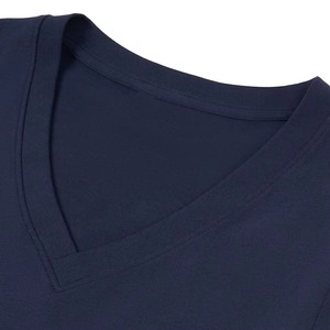 T-shirt décontracté pour femme 2026 de qualité supérieure, col en V, manches courtes, couleur personnalisée, 100 % coton jersey, teint uni, respirant - Product Image 5