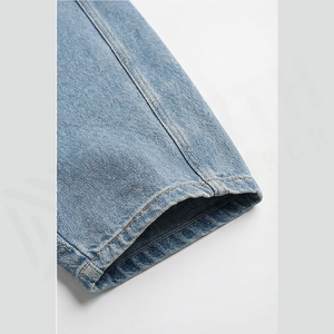 Jean en denim délavé taille haute coupe large pour homme – Style décontracté en coton pour le printemps - Product Image 6
