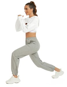 เสื้อฮู้ดครอปท็อปผู้หญิง ผ้าระบายอากาศดี ผสมผ้าฝ้ายเนื้อนุ่ม ความยาวครอป แขนยาว ฮู้ดปรับได้ สไตล์ลำลอง สตรีทแวร์ มีจำหน่าย - Product Image 3