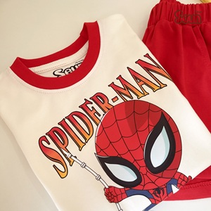 Conjunto de Camiseta sin Mangas y Pantalones Cortos de Superhéroe para Niños SeunKids, 100% Algodón, Ropa de Verano, Fabricante de Vietnam - Product Image 1