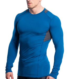 Men's <b>Blue</b> Long Sleeve Compression T-Shirt O-Neck Quick Dry Slim Fit Gym Fitness Sports <b>Base</b> <b>Layer</b> Polyester/Nylon Eco-Friendly - Product Image 2