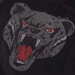 Unisex <b>Black</b> Vintage <b>T</b>-<b>Shirt</b> with Sequined <b>Panther</b> Print Crew Neck Half Sleeve Casual Terry 100% Cotton All Seasons - Product Image 3