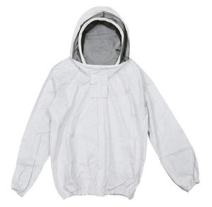 Veste de protection pour apiculteur avec voile en maille amovible, respirante, coupe ample, bleu clair, manches en polyester et coton, et coutures surjetées - Product Image 1
