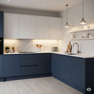 Meubles de maison de style américain Sanyang, design moderne en bois MDF, porte sans cadre, armoire de cuisine RTA - Product Image 2
