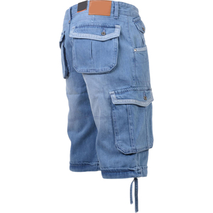 Men's Vintage-Style Black Loose Light Washed Denim Shorts High Waisted Wide Leg with Woven Craft Pocket Windproof 100% Cotton - Product Image 6