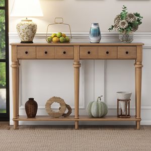 Consolle retrò con 4 cassetti e ripiano aperto, perfetta per ingressi, soggiorni e corridoi - Product Image 2