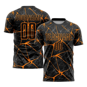 Custom Blue & <b>Black</b> Crackle Sublimated Print Soccer Jersey <b>Mesh</b> Breathable Custom Number Team Apparel O-Neck Football Jerseys - Product Image 4