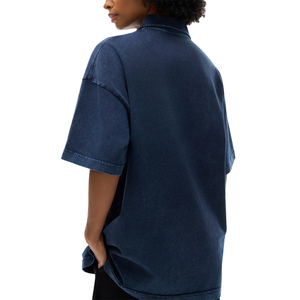 OEM Wholesale 100% Cotton Men's Oversized Acid Washed Vintage <b>T</b> Shirt Stand Collar Custom Logo Manufacturer - Product Image 4