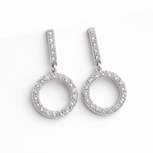 Pendientes Colgantes Románticos de Circonita Cúbica Blanca para Mujer, Plata de Ley Fina con Baño de Rodio, Regalo de Aniversario, Compromiso o Boda - Product Image 2