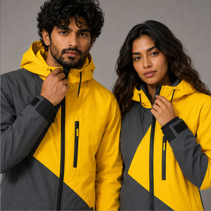 Traje de Esquí Personalizado Unisex de una Pieza en Amarillo Brillante, Gris y Negro, Traje de Nieve de Alta Visibilidad, Mono para Parejas, Impermeable y Resistente al Viento - Product Image 5