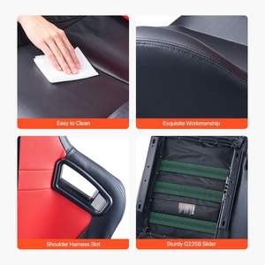 2 sièges de cockpit de course réglables rouge et noir, confortables, avec glissière Q235B, siège de voiture en cuir PVC souple, inclinaison grand angle - Product Image 6