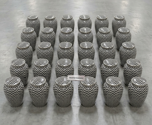 Hot Selling New Unique Black White Chevron Design Adult Cremation Urn Memorial <b>Keepsake</b> <b>Ashes</b> Funeral Decorative Jars Metal Urns - Product Image 6