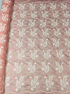 Tela de Encaje Bordado de Alta Calidad, Elegante Tela de Malla Estampada con Jacquard Floral para Vestidos de Novia y Decoración de Prendas - Product Image 4