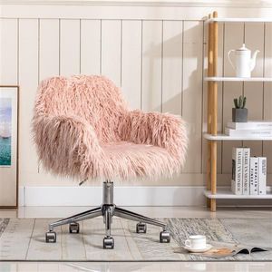 Modern Faux Fur Office Chair for Girls Fluffy Makeup Vanity Chair - Product Image 1