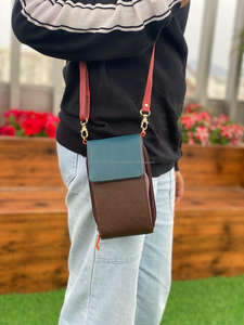 Nouvelle version multicolore femmes élégant véritable fait à la main en cuir recyclé Mobile sac à bandoulière à la mode épaule bandoulière chaud - Product Image 2