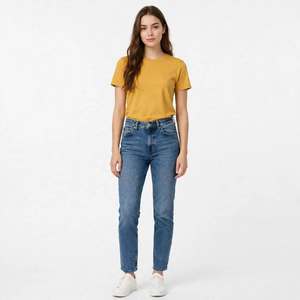 Camiseta de Cuello Redondo para Mujer, Color Sólido, 100% Algodón, Corte Regular, Manga Corta, Informal, de BD - Product Image 2