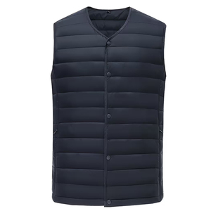 Chaleco de Plumón Montane Negro Acolchado sin Mangas para Hombre, Cuello en V, Cierre de Botones, Cortavientos, Prendas de Abrigo Informales - Product Image 1