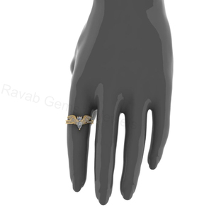 <b>Top</b> Selling 925 Sterling <b>Silver</b> Gold Plated Pear Oval Cubic Zirconia Accents Gemstone Bat Wing Design Band Ring Fine Jewelry - Product Image 5