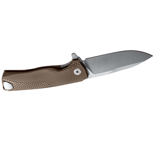 Navajas Plegables Marrones con Mango de Metal Texturizado y Hoja de Borde Liso Ancho, con Clip de Bolsillo para Acampar al Aire Libre y Uso Diario - Product Image 3