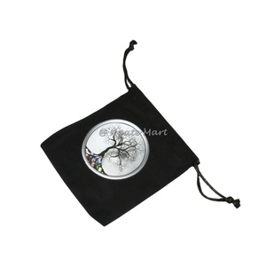 Sac de mode imprimé personnalisé Symboles de chakra écologiques de qualité supérieure Sac à cordon en coton noir cristal de guérison - Product Image 4