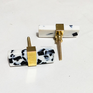 Transparent blanc noir coloré Terrazzo conception Unique boutons d'armoire poignée de tiroir de porte en résine multifonctionnelle personnalisée - Product Image 1