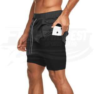 Men's Solid Color Quick Dry Sports <b>Shorts</b> Elastic Waist Drawstring Pockets Mid Length Sporty Style - Product Image 3