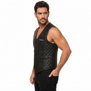 Gilet en cuir pour homme, gilet en cuir de qualité supérieure, cuir véritable souple, design sans manches, confortable, décontracté, style motard, fabrication artisanale - Product Image 5