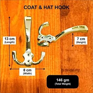 Premium Brass Wall <b>Hooks</b> for Hanging Clothes Heavy Duty Decorative Wall Mounted Coat <b>Towel</b> Hanger - Product Image 4