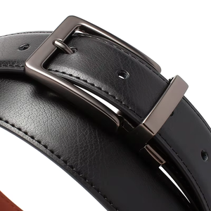 Cinturón de Cuero Vacuno Genuino para Hombre, Color Liso, Cómodo, Informal, con Hebilla Reversible - Product Image 4