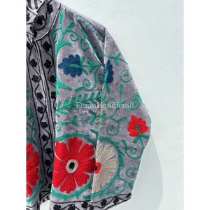 Multi Embroidery Velvet Jacket Uzbek Suzani Short Winter Jacket With Two Side Pocket Boho Chic Jacket Party Wear Jacket - Product Image 2