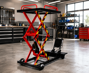Elevador de Tijera Tayo ETC300 de 3 Toneladas, Elevador de Autos Eléctrico Portátil con Ajuste de Altura de 25-72.8 Pulgadas, Diseño Rojo y Negro - Product Image 1