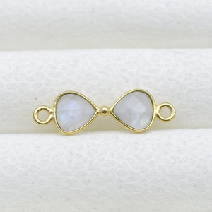 Moonstone Heart Connector 6mm | Bezel Set <b>Charm</b> | Handmade Jewelry Supply - Product Image 4
