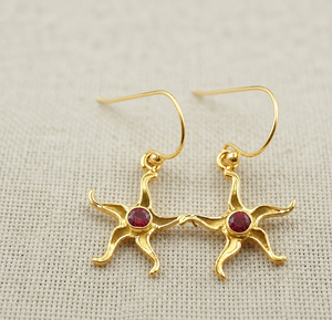 925 Sterling Silver Red <b>Garnet</b> Celestial Starburst Drop <b>Earrings</b> Handmade Women Jewelry Rose Gold Yellow Gold Plated Gift Unisex - Product Image 4