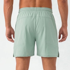 Pantalones Cortos Deportivos para Hombre, Color Verde Salvia, Cintura Elástica con Cordón, Ligeros, para Gimnasio y Running, con Diseño de Paneles Cosidos - Product Image 4