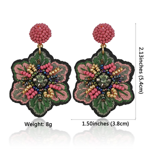 Pendientes de Flores Bordadas Ligeras y Coloridas, Joyería Étnica, Pendientes de Cuentas, Clásicos para Fiestas, Hechos a Mano, MULTI CRAFT - Product Image 5