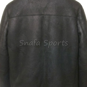 Men's Shearling Leather Bomber <b>Jacket</b> with <b>Canvas</b> Fur Collar Black Faux Fur Lining-Waterproof Windproof Winter Outdoor <b>jackets</b> - Product Image 5