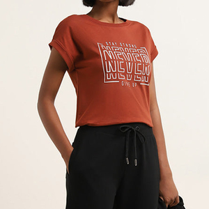 T-shirt décontracté à manches courtes pour femme 2026, 100 % coton, col rond, respirant, imprimé, toutes tailles disponibles - Product Image 3