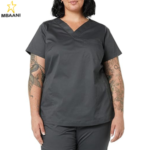 Women's Classic Fit V-Neck Short Sleeve <b>Scrub</b> Top with 3 Pockets, Moisture Wicking - Product Image 1