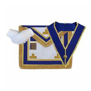 Conjunto de Mandil de Oficial Provincial Masónico Hecho a Mano, Collar Masónico Ceremonial, Guantes de Algodón Blancos para Regalia Masónica - Product Image 1
