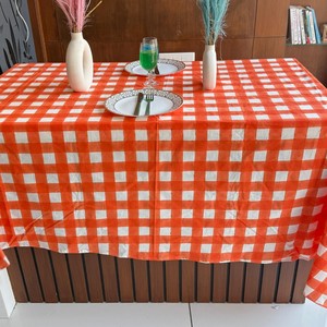 Nappe rectangulaire à carreaux rouges et blancs en coton et lin, motif tissé écossais, pour usage domestique, lavable - Product Image 6