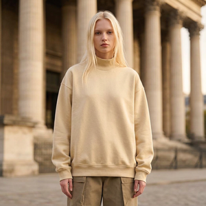 Sudadera de cuello alto para mujer al por mayor con silueta oversize para marcas de ropa urbana independientes con MOQ bajo - Product Image 4