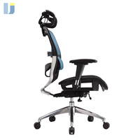 Chaise de bureau exécutive ergonomique moderne en maille avec cadre en plastique, appui-tête 3D réglable, mécanisme synchrone à répartition automatique du poids et pivotante