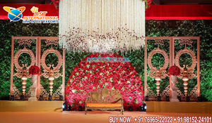 กรอบตกแต่งสถานที่จัดงานแต่งงานที่ยิ่งใหญ่กรอบเส้นใยสีทองสำหรับเวทีแต่งงานสหรัฐอเมริกางานแต่งงานในร่มกรอบเวทีแผง - Product Image 3
