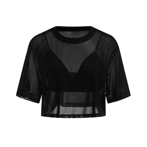 2026 Sexy <b>Mesh</b> Blouse for <b>Women</b> 2-Piece Set Breathable Transparent Crop <b>Top</b> Wholesale Custom Streetwear Summer Blouse - Product Image 1