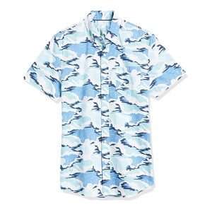 เสื้อเชิ้ตแขนสั้นพิมพ์ลายป๊อปลินสำหรับผู้ชาย คอปกพับได้ ระบายอากาศได้ดี สไตล์ฤดูร้อน ลายเมฆสีฟ้า - Product Image 2