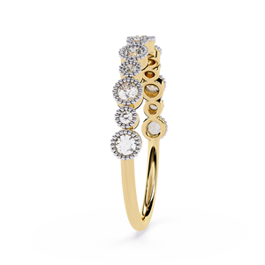 Luxury <b>Rings</b> 18K Pure <b>Gold</b> <b>Ring</b> Milgrain Border Natural Round Diamond Bezel <b>set</b> Band Engagement& Anniversary <b>Rings</b> Gift - Product Image 3