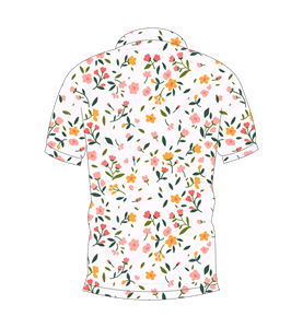 Men’s <b>White</b> Floral Print <b>Polo</b> Shirt Pink Yellow Flower Pattern Short Sleeve Casual Summer Fashion Tee - Product Image 2